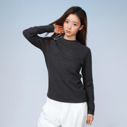 基本款半高领圆领长袖T恤-纪念日百货门店同款168843685 商品图0