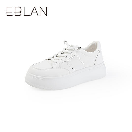 【上新】伊伴2026春季经典简约版型百搭厚底小白鞋B26186560 商品图0