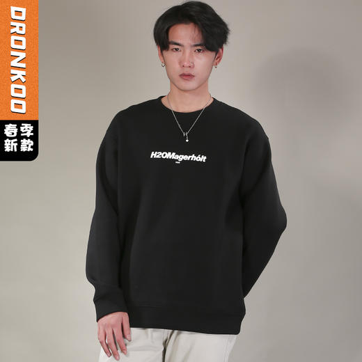 DRONKOO 2026 圆领前撞色胶印字母中厚卫衣 商品图0