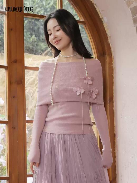 【门店同款】ENJOY春季“柔光芳序”玫瑰呓语针织上衣 169249080 商品图0