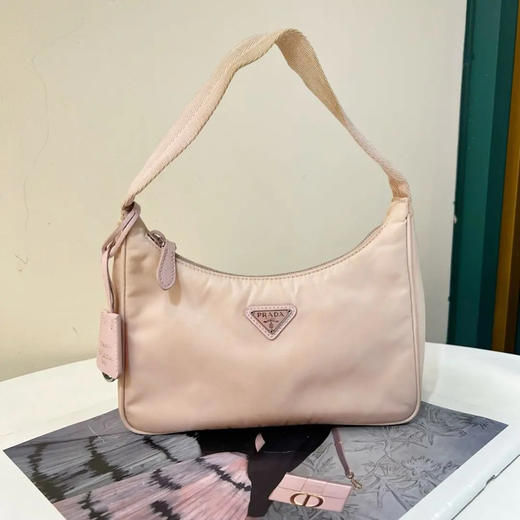 Prada 2000 淡粉色 降落伞布 腋下 hobo 单肩包 商品图0