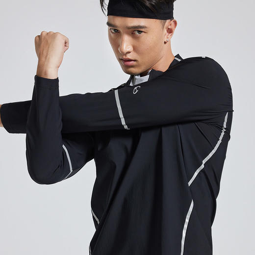 OMG运动 设计感立领半拉链健身服男士春秋季反光长袖t恤跑步 商品图3