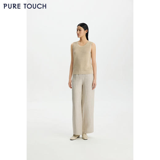 商场同款PURE TOUCH女装26春夏新款无袖T恤圆领针织细闪短袖上衣 商品图3