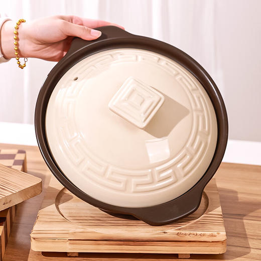 【深巧汉风浅煲】陶煲王砂锅煲家用一人食燃气灶专用陶瓷浅口煲仔饭沙锅耐高温干烧不裂 商品图3