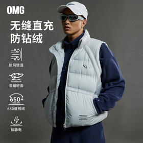 OMG运动 【90鸭绒】外穿冬季保暖羽绒马甲男立领加厚羽绒服户外