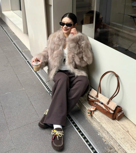 正品杨幂戚薇明星神裤SIINSIIN暖皮高腰直筒裤 商品图7