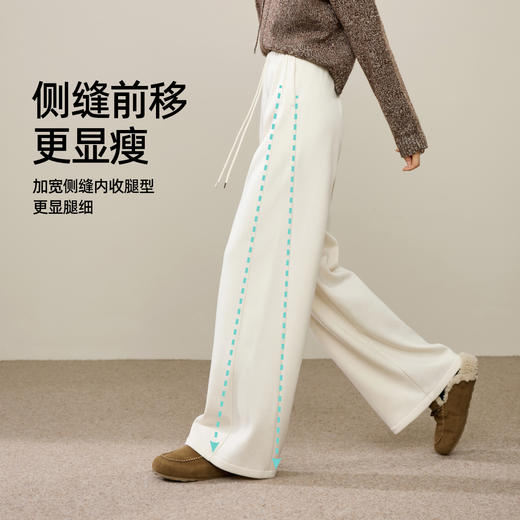 【高暖轻柔阔腿裤】逸阳冬季加绒加厚显瘦遮肉软糯侧分割宽松裤子8635 商品图4