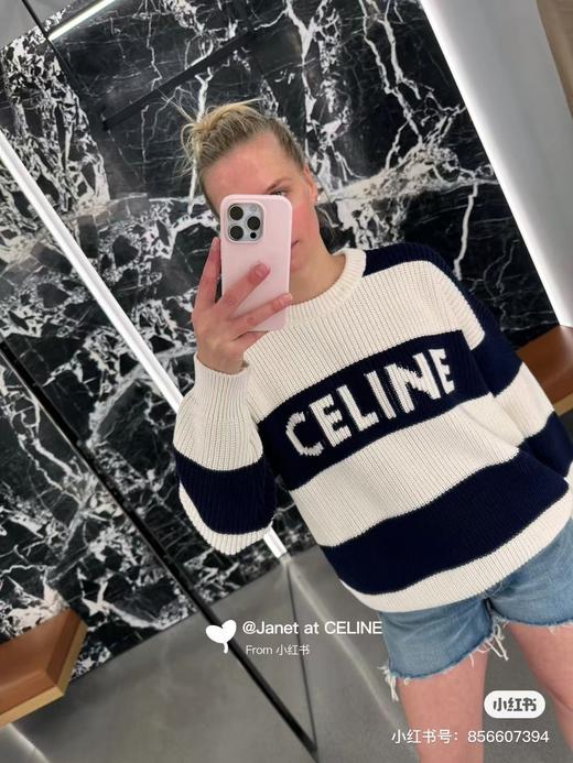 .清仓CELINE/赛琳 24秋冬新款明星同款字母提花条纹圆领毛衣、男女同款！！！条纹毛衣 商品图3