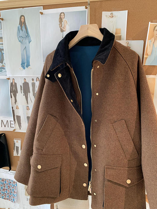 【高品质私服】【IC双面双色羊毛混纺提花中长大衣】富有肌理层次 手感特殊G1112-CC【无标出货 介意慎拍】 商品图11