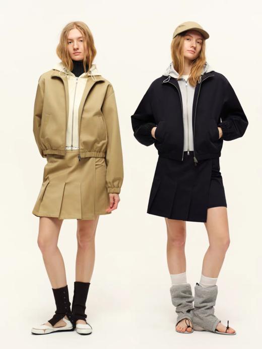 出逃赤岗西/C26SSW175/美式全棉假两件廓形立领连帽外套 商品图0