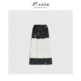 04-3潘依绣丁丁宠粉韩系设计师款拼接撞色半身裙Q1455