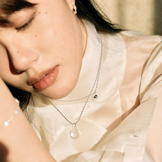 【新年礼物】alodia.co 品牌直发 冰眸白水晶银珠毛衣链可抽拉多戴项链 高级感长期主义百搭 商品图1