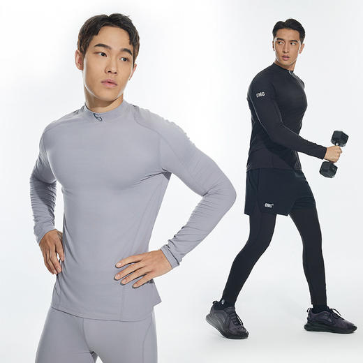 OMG运动 【绒感】秋冬季加绒小高领紧身衣长袖t恤打底衫内衣保暖 商品图1