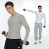 OMG运动 毛边分割设计健身衣服男修身t恤训练打底衫紧身长袖棉感 商品缩略图1