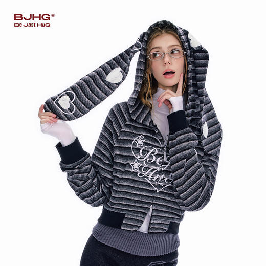 【不宠系列】BJHG不计后果兔耳朵开衫卫衣女春季刺绣宽松百搭外套 商品图1