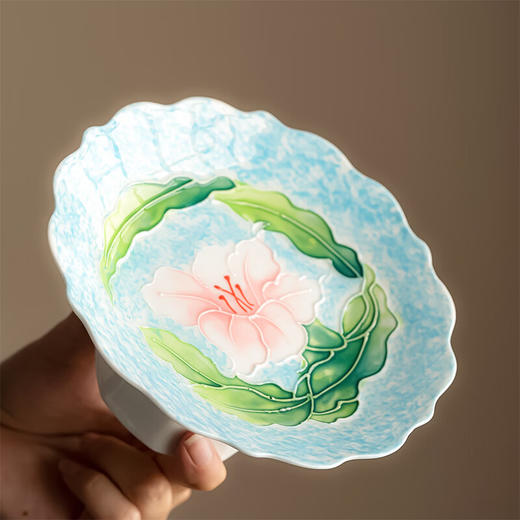 【釉画彩高脚盘】陶瓷中式复古高脚点心盘家用零食糖果干果盘高颜值茶点水果托盘 商品图4