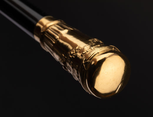 【已售】独角鹿西洋古董1920年代法国出品花卉缎带主题鎏金精雕杖柄装饰乌木色硬木杖身牛角杖脚古董手杖 商品图7