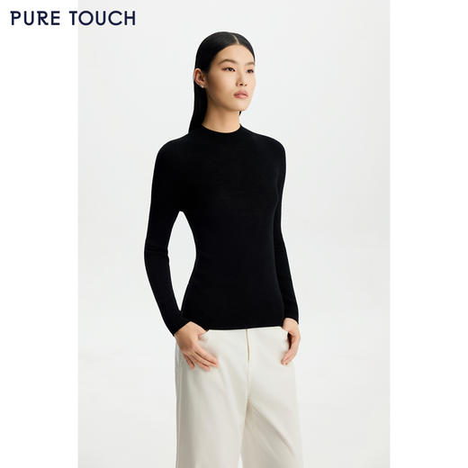 PURE TOUCH女装26春夏新款半高圆领打底衫羊毛弹力修身内搭针织衫 商品图4
