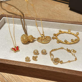 老铺同款金色饰品耳钉项链012703