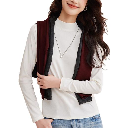 「自j」全新升级【铂金会员128/天猫169/差价41】(80114)洛诗琳半高领天丝打底衫2026春季新款高级感含羊毛蚕丝长袖T恤女 商品图4