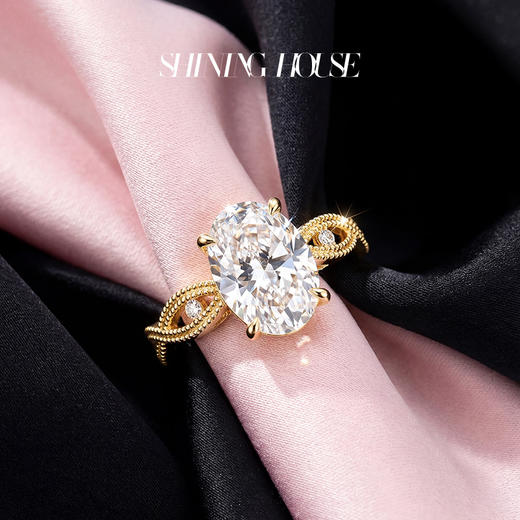 ShiningHouse[培育] 18k金钻石戒指 椭圆形3克拉钻人工真钻人造钻石K金戒指时尚钻石戒指悦己送礼臻选【此商品不支持7天无理由退货退款】预计3日发货 商品图3