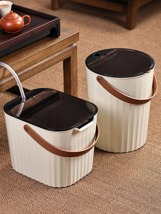 茶渣桶/环保桶/高颜值茶水桶废水桶干湿分离家用茶台功夫茶泡茶排水茶桌塑料茶桶 商品图0