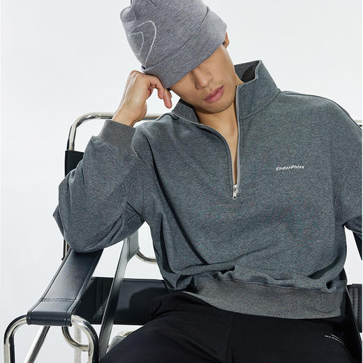 OMG运动 设计感短款立领卫衣男半开拉链套头衫外套春秋季宽松休闲 商品图4