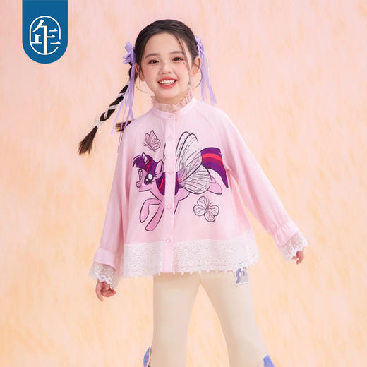 小马宝莉联名年衣童装衬衫春新款女童卡通娃娃领宽松小马宝莉衬衫N1261005A04 商品图5