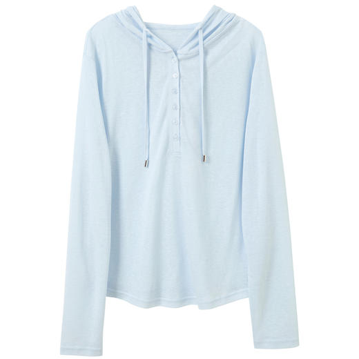 【莱赛尔】三彩2026春季新款慵懒休闲连帽T恤套头罩衫宽松长袖M 商品图4