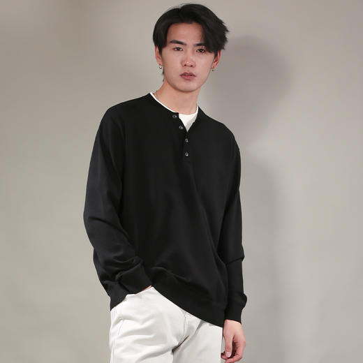 DRONKOO 2026 圆领四粒扣小V拼毛织撞领薄毛衣 商品图2