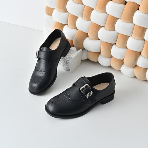 经典鲨2026年春季新品百搭圆头复古英伦风平底单鞋小皮鞋女KW89-617011 商品图3