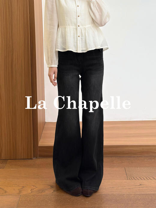 专柜实拍【拉腿神裤】拉夏贝尔/La Chapelle莱赛尔+棉！弹力舒适通勤百搭高腰显瘦牛仔微喇裤 商品图4