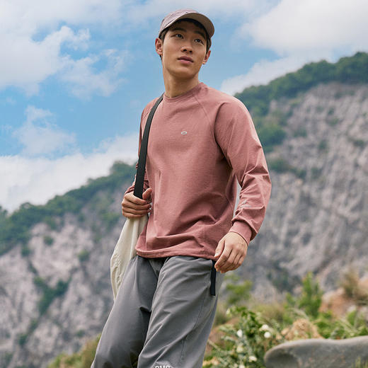 OMG运动 春秋圆领长袖T恤男印花训练上衣健身衣服跑步速干打底衫 商品图1