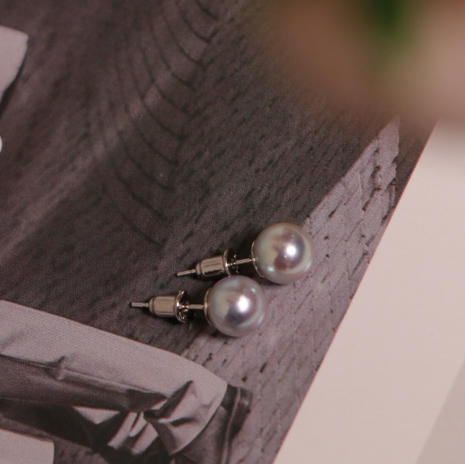 真多麻耳钉 7-8mm 正圆 面无暇侧背面底部细微瑕 ji光 bao亮 商品图4