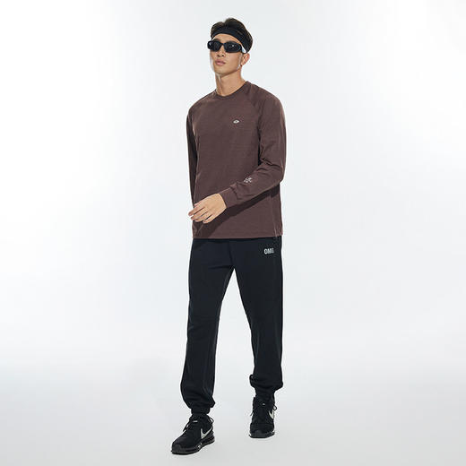 OMG运动 春秋圆领长袖T恤男印花训练上衣健身衣服跑步速干打底衫 商品图4