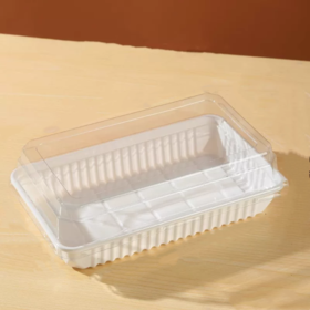 QS-022 白底吸塑盒 50个 奶角蛋糕盒蛋糕卷盒枣糕包装盒 西点盒