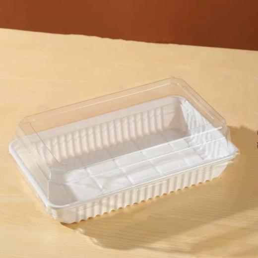 QS-022 白底吸塑盒 50个 奶角蛋糕盒蛋糕卷盒枣糕包装盒 西点盒 商品图0