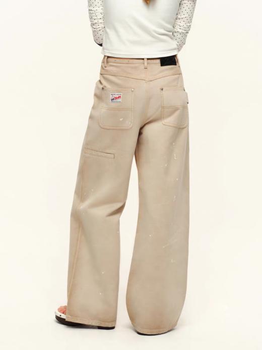 出逃赤岗西/C26SSN151/复古卡其染色做旧阔腿牛仔裤 商品图3