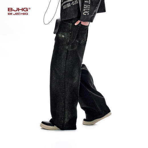 BJHG不计后果美式复古直筒牛仔裤男款春季潮流做旧宽松阔腿休闲裤 商品图2