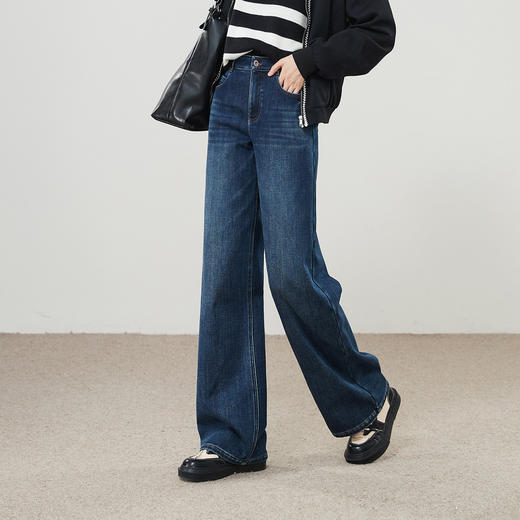 【两种裤长！厚绒-直筒牛仔】逸阳冬加绒加厚弹力保暖窄版阔腿直筒裤8830AV 商品图4
