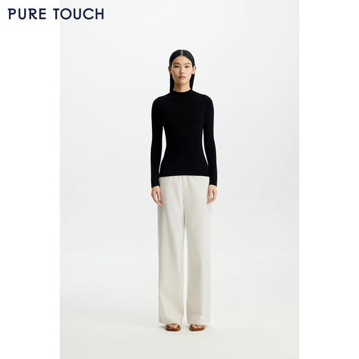 PURE TOUCH女装26春夏新款半高圆领打底衫羊毛弹力修身内搭针织衫 商品图1