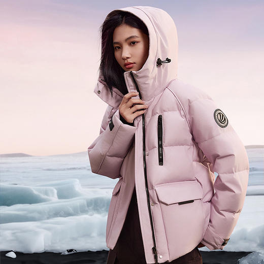 波司登极寒90鹅绒户外2025新款冬羽绒服女短连帽宽松蓄热科技保暖 商品图1