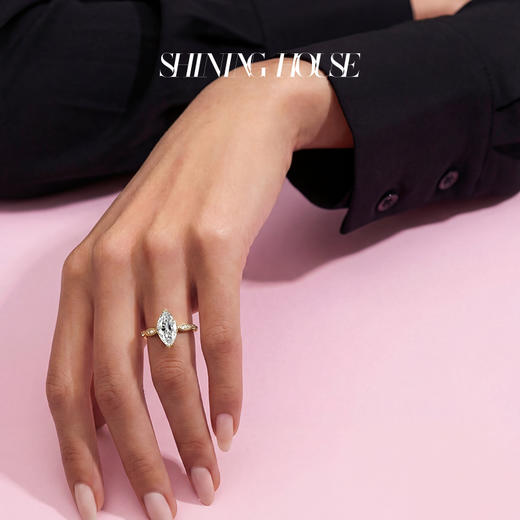 ShiningHouse[培育] 18k金钻石戒指 橄榄形1.5克拉钻人工真钻人造钻石K金戒指时尚钻石戒指悦己送礼臻选【此商品不支持7天无理由退货退款】预计3日发货 商品图4