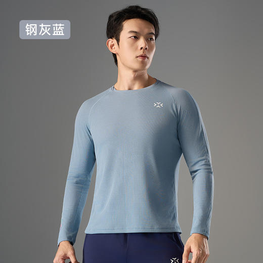 跑步长袖加厚呼吸方格圆领运动 商品图0