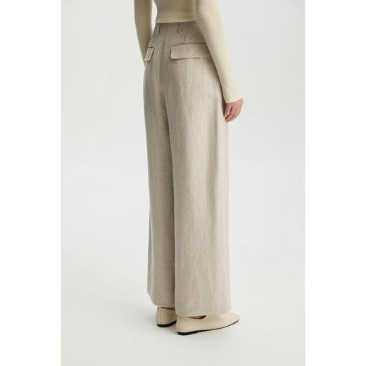 商场同款PURE TOUCH女装 26春夏新款亚麻直筒休闲裤高腰宽松长裤 商品图9