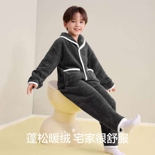 【120-160】【有棵树】男童冬款半边绒家居服套装 商品图3