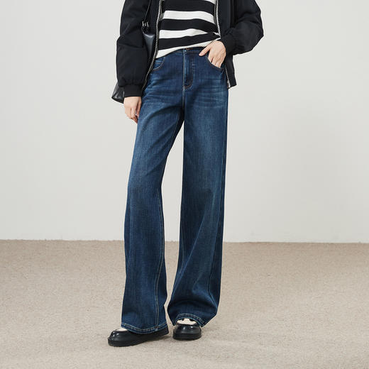 【两种裤长！厚绒-直筒牛仔】逸阳冬加绒加厚弹力保暖窄版阔腿直筒裤8830AV 商品图6