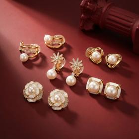 【频率专属】Manreya玛芮雅淡水珍珠耳钉&耳夹一周珍珠耳钉礼盒，一周不重样，有耳洞没耳洞都可以佩戴