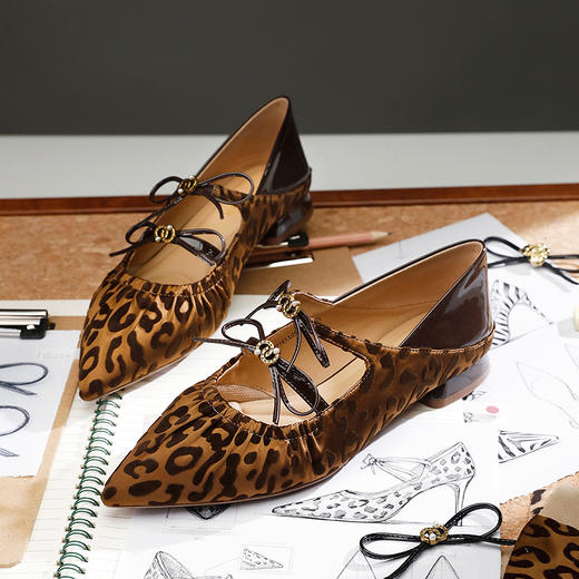 【静音系列】千百度蝴蝶结豹纹玛丽珍鞋女2026春季新款两穿浅口单鞋A26179385 商品图1