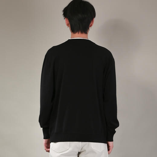 DRONKOO 2026 圆领四粒扣小V拼毛织撞领薄毛衣 商品图4